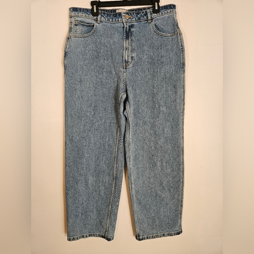 Everlane size 33 way high wide leg jean medium wash organic cotton